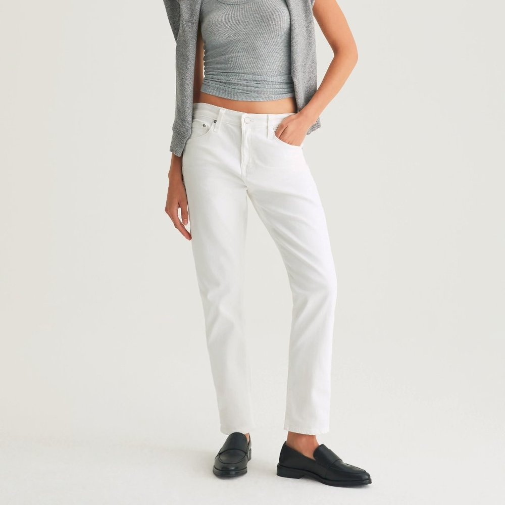 AG Adriano Goldschmied Ex-Boyfriend Slim 1 Year Tonal White Slouchy Jeans